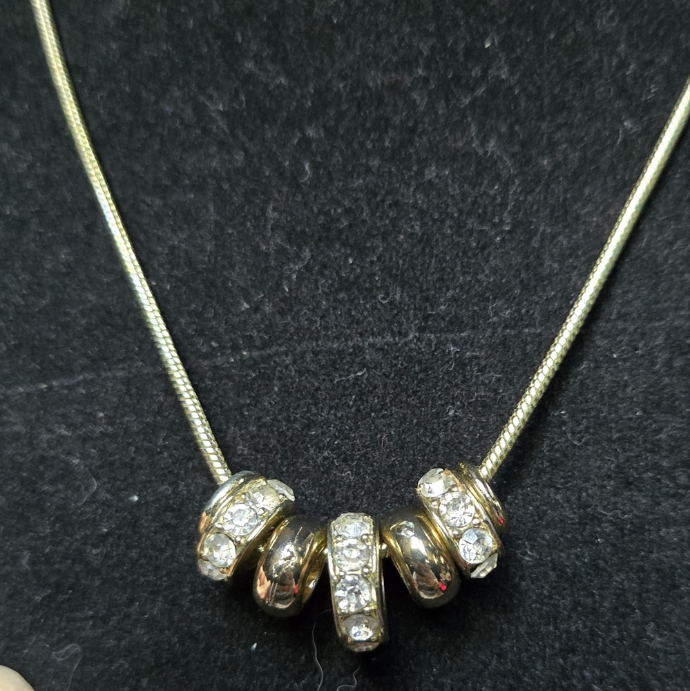 Nicole Miller gold tone rhinestone circle adjustable snake necklace - Picture 3 of 8